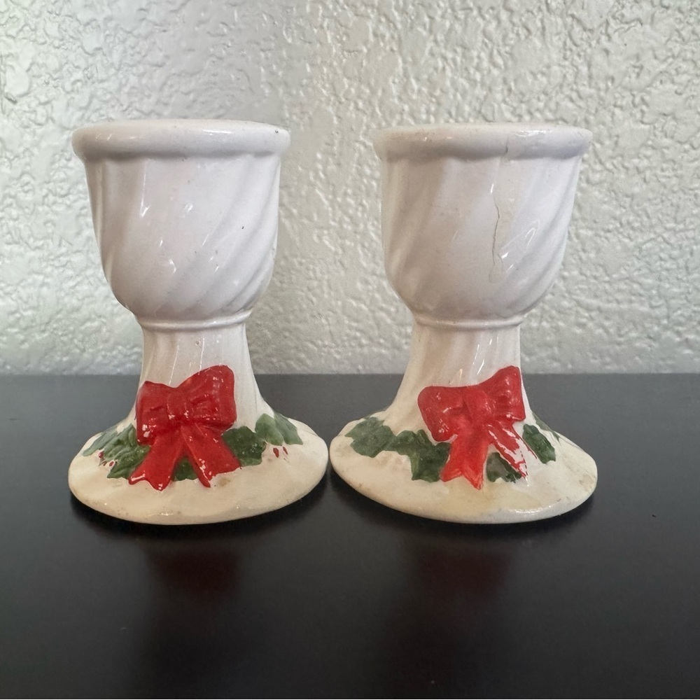 Napcoware Candle Holders with Red Bows